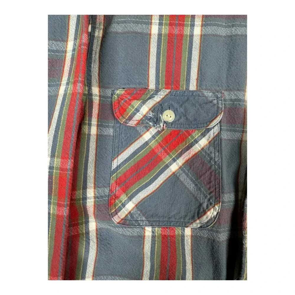 Polo Ralph Lauren Flannel Shirt Mens M Blue Plaid Good Distressed 90s Matlock